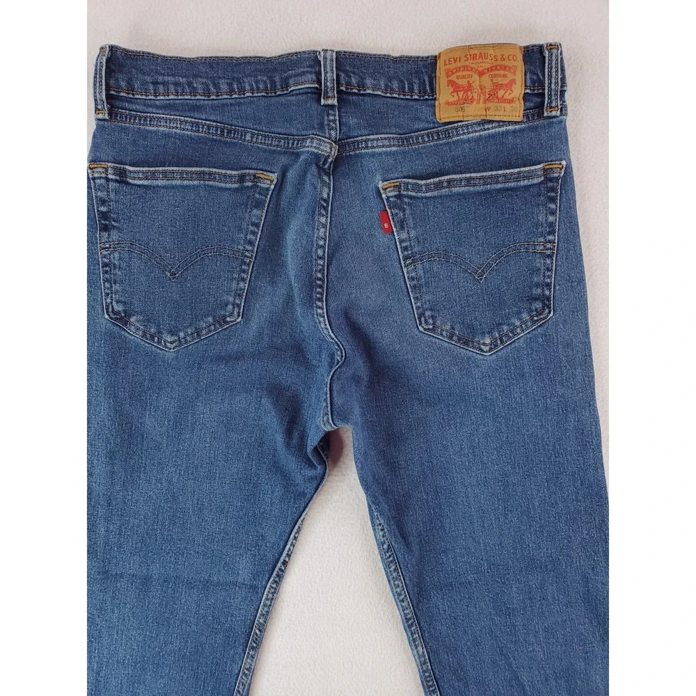 Levis 505 Jeans Mens 33x30 Blue Regular Straight Stretch Denim Pants Medium